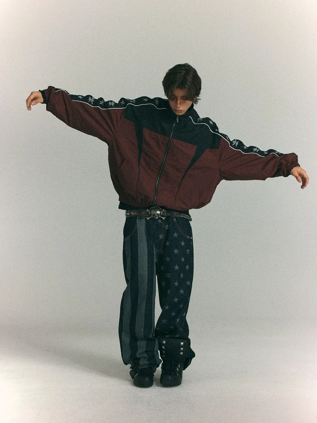 WASTED | Retro Street Star Skull Patchwork Jeans