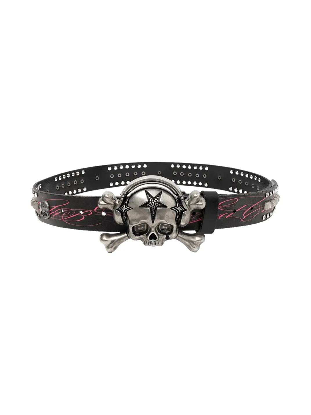 WASTED | Vintage Skull Buckle Studded Leather Belt