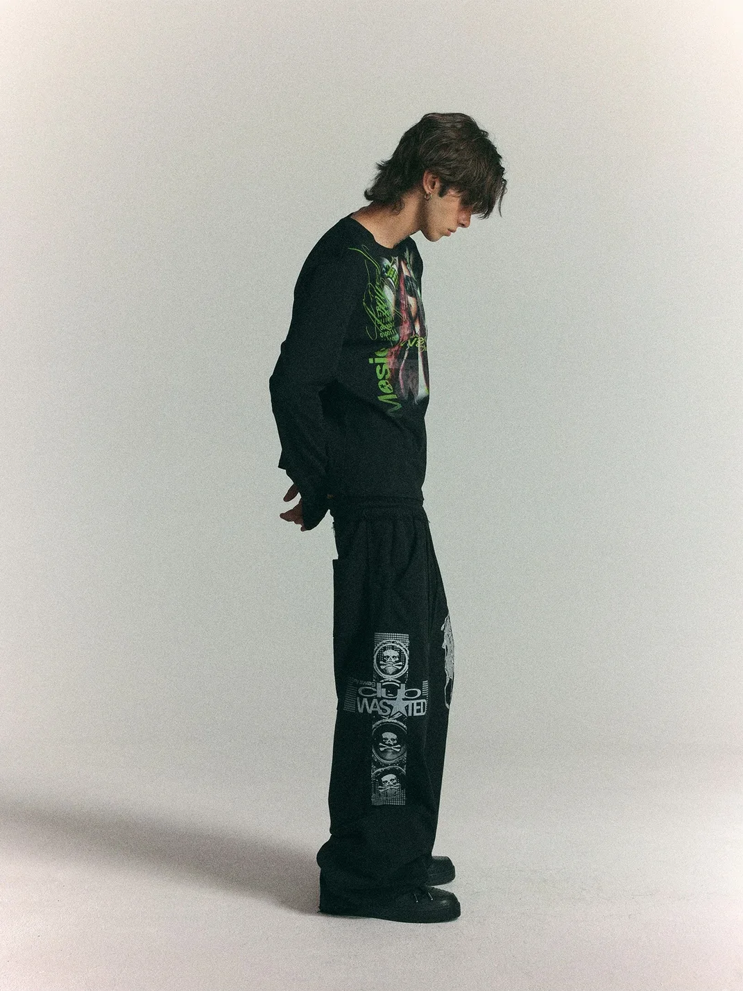 WASTED | Slim Fit Graphic Collage Long Sleeve T-Shirt