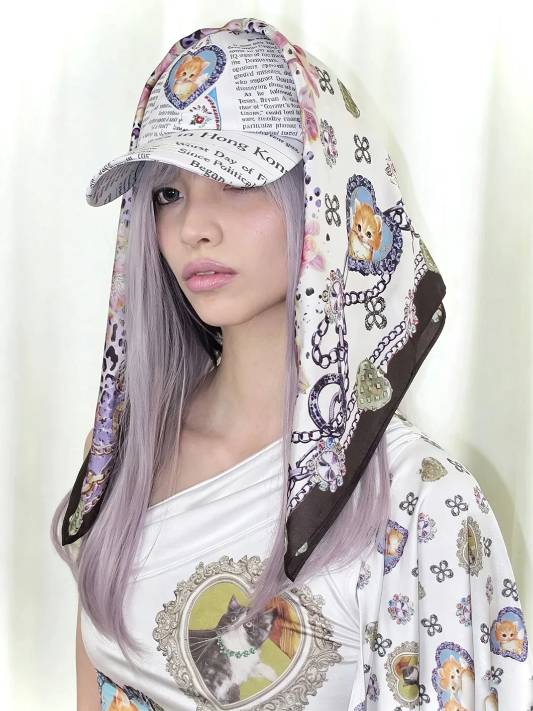 LIS CALLA | Cat Print Scarf Baseball Cap