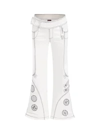 Eyeellike | Detachable Wing Embroidered Low-Rise Flared Pants