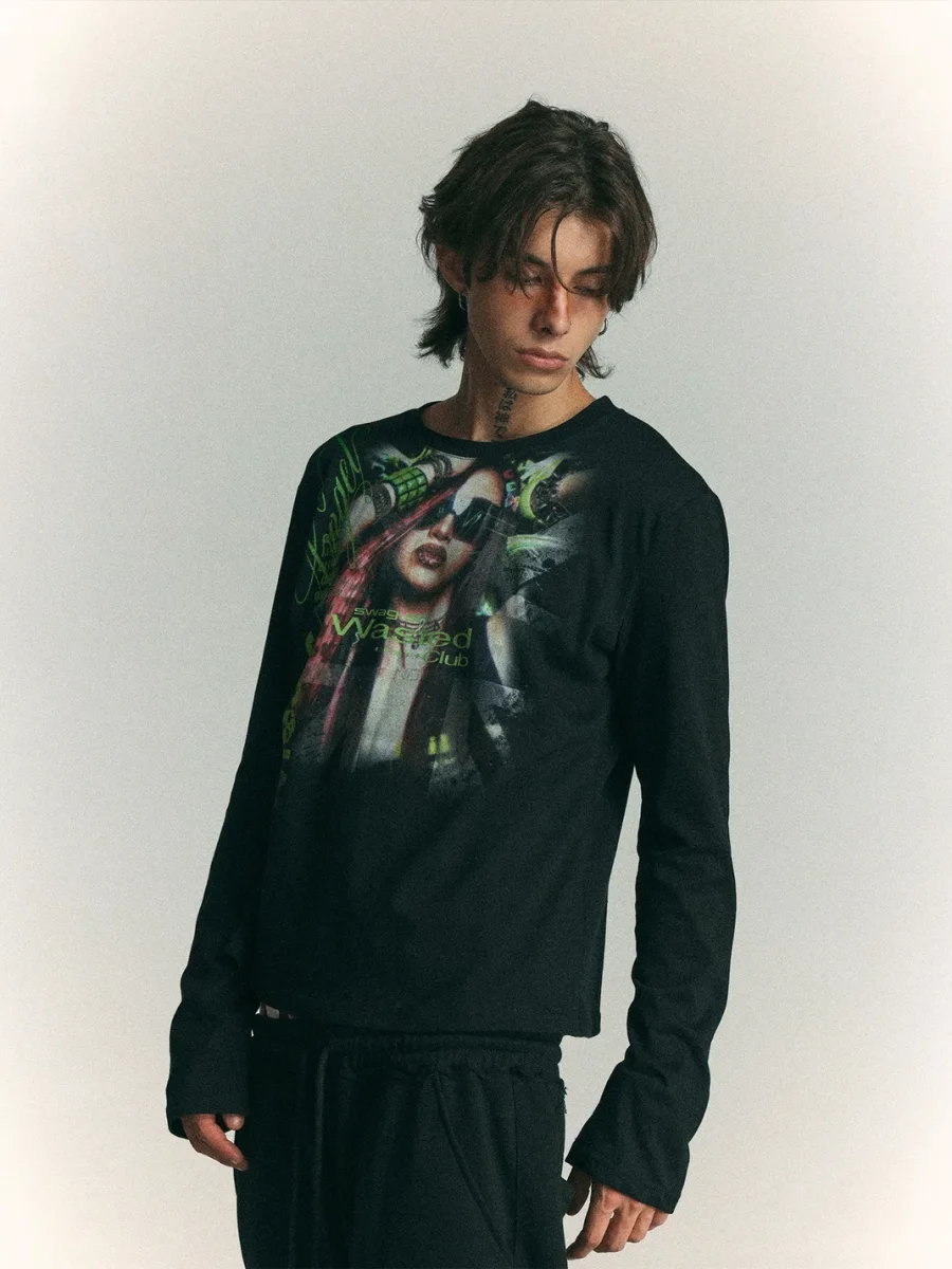 WASTED | Slim Fit Graphic Collage Long Sleeve T-Shirt - 3