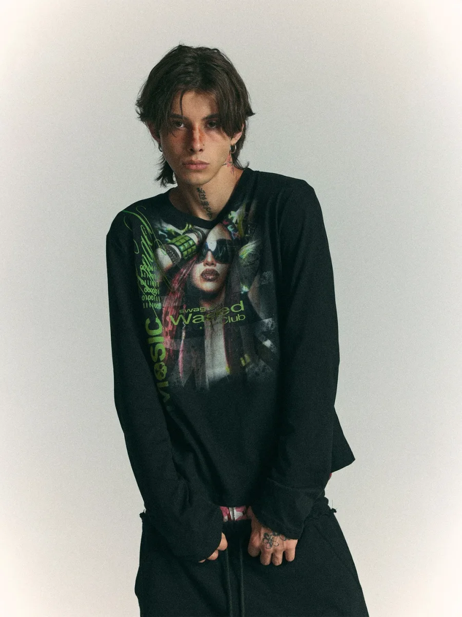 WASTED | Slim Fit Graphic Collage Long Sleeve T-Shirt - 2