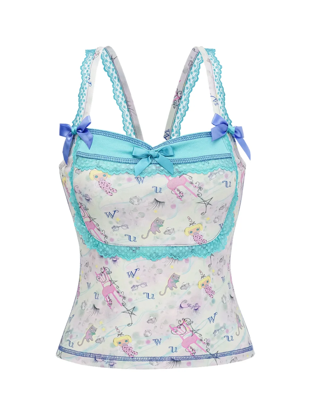 Eyeellike | Cartoon Print Bow Pajama Set