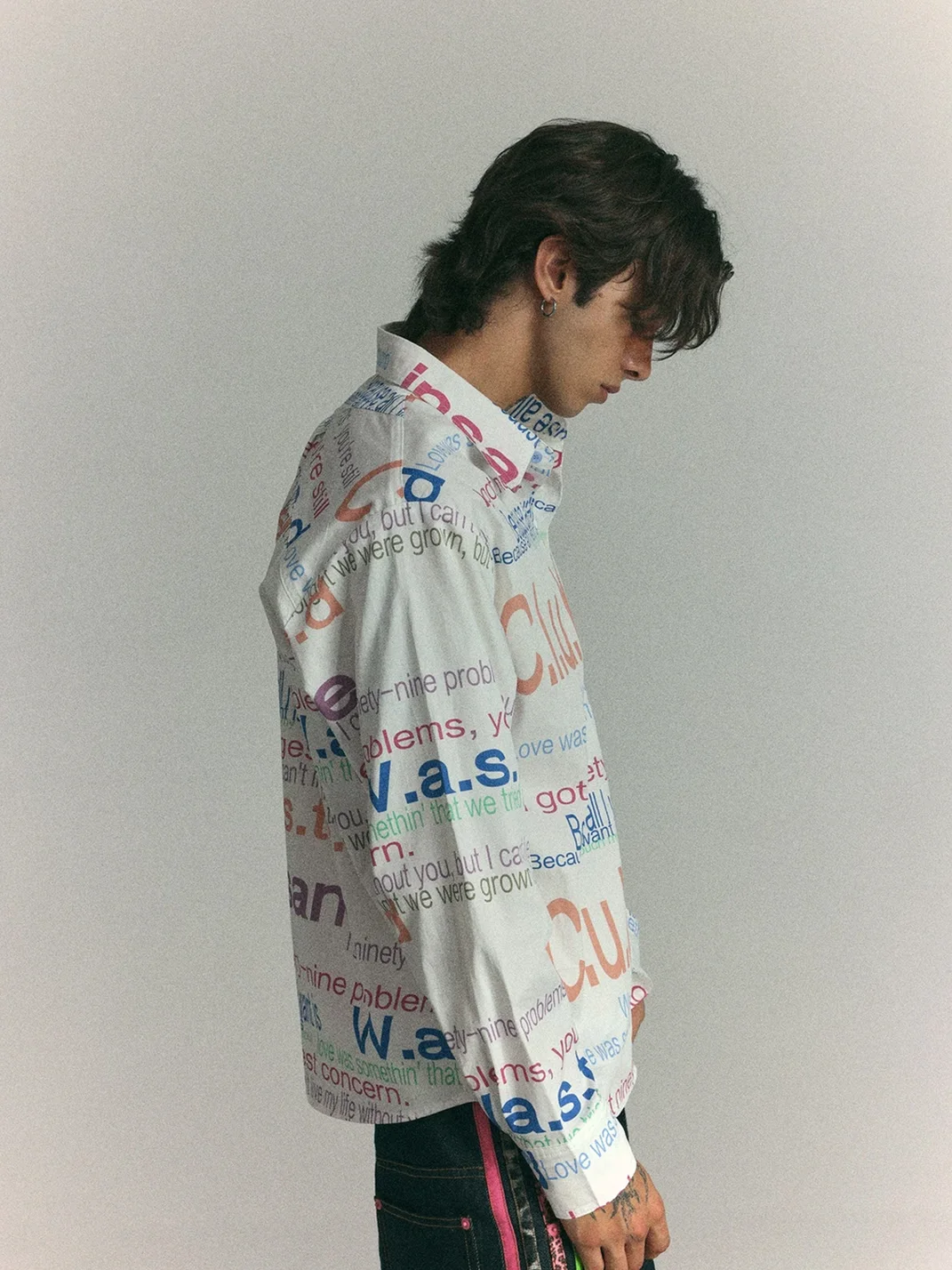 WASTED | Multicolor Text Print Drop Shoulder Shirt
