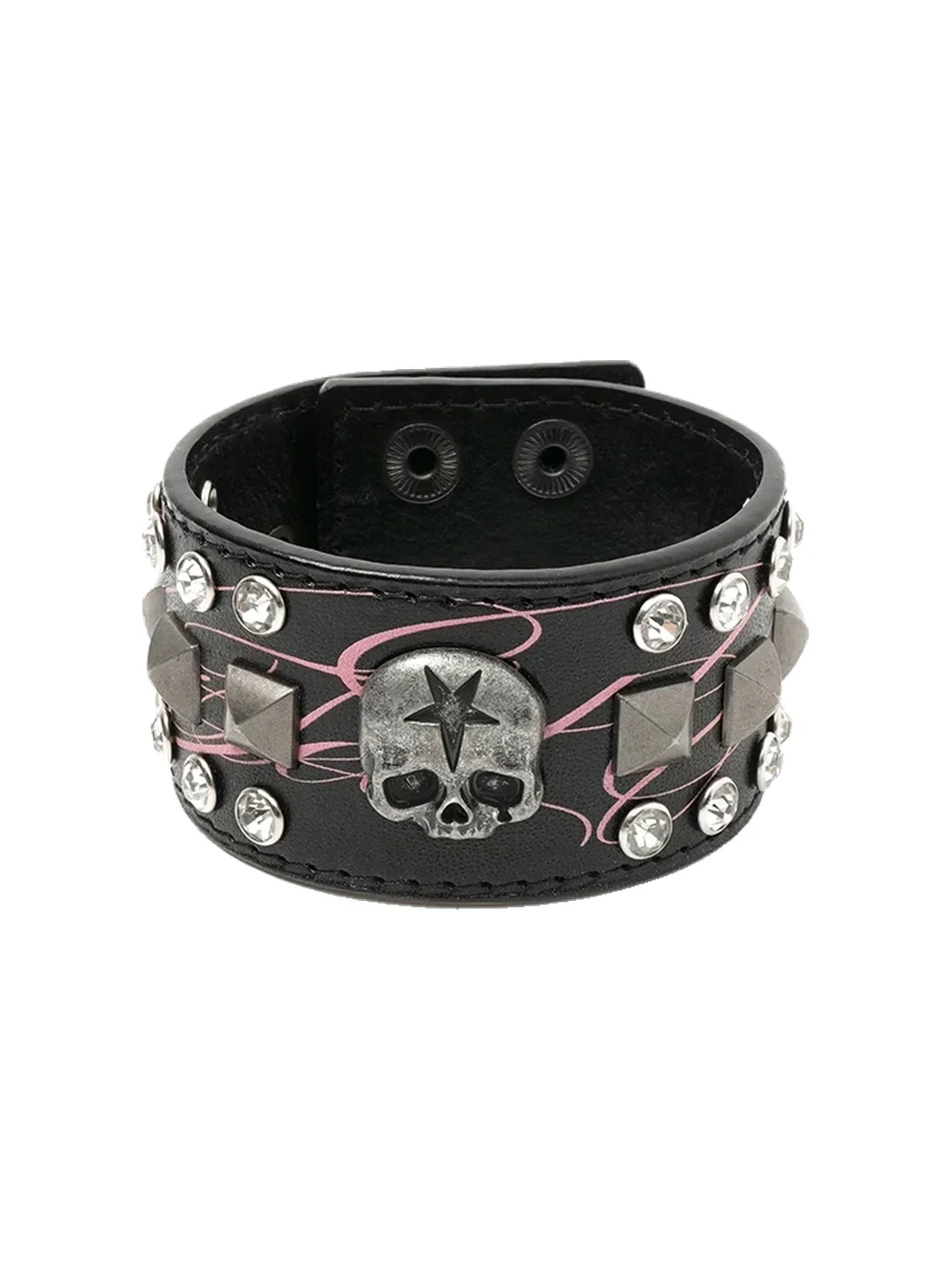 WASTED | Distressed Skull Studded Leather Bracelet