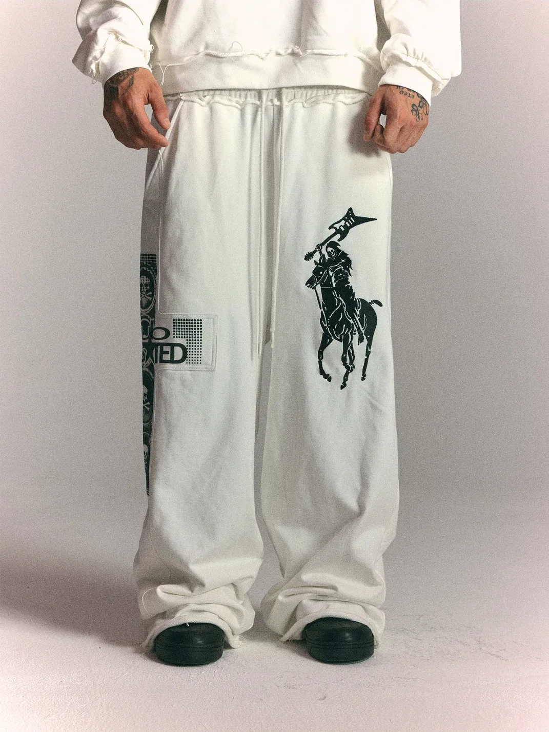 WASTED | Vintage Cross Patch Skull Horse Sweatpants