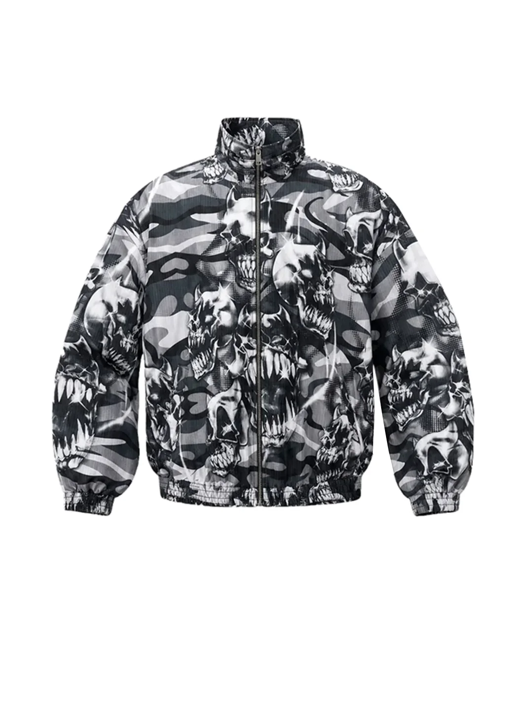WASTED | Loose Cropped Skull Camouflage Racing Jacket