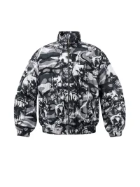 WASTED | Loose Cropped Skull Camouflage Racing Jacket