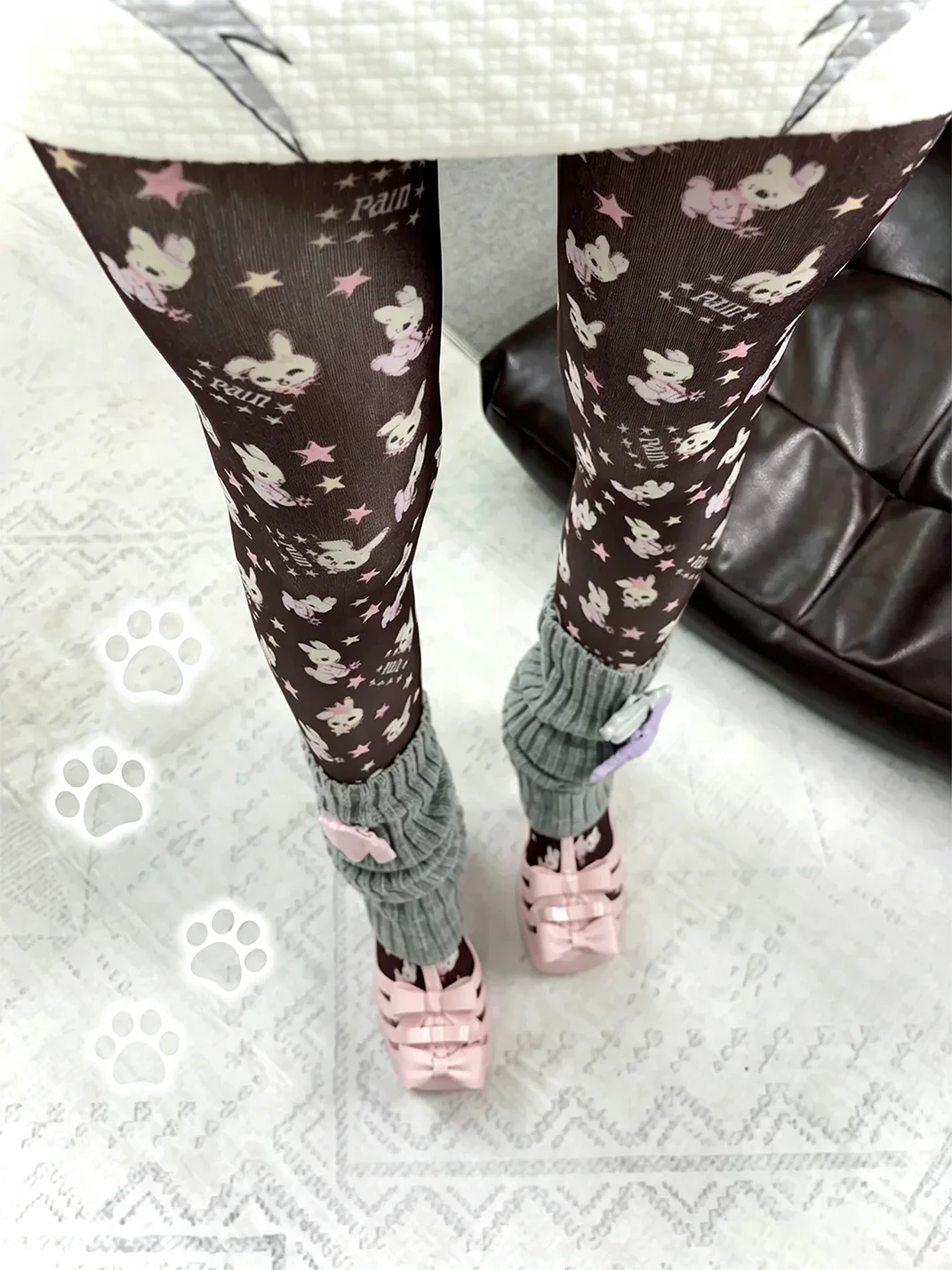 LIS CALLA | Hand-Drawn Rabbit Print Tights