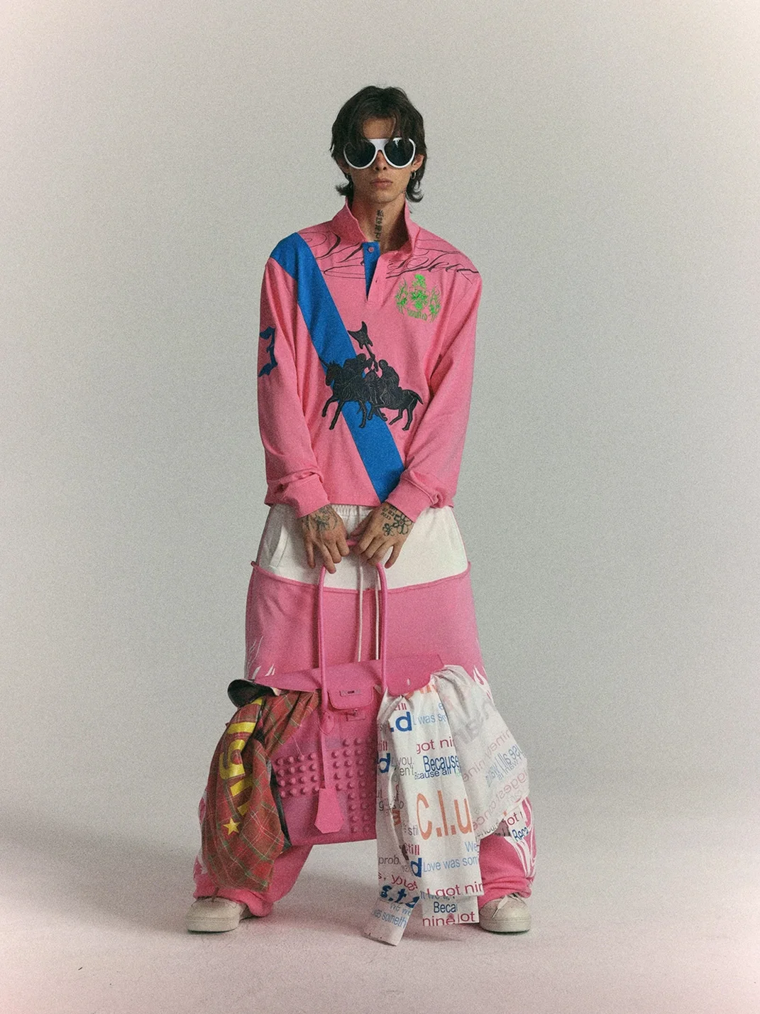 WASTED | Pink Cross Studded Frosted Jelly Handbag