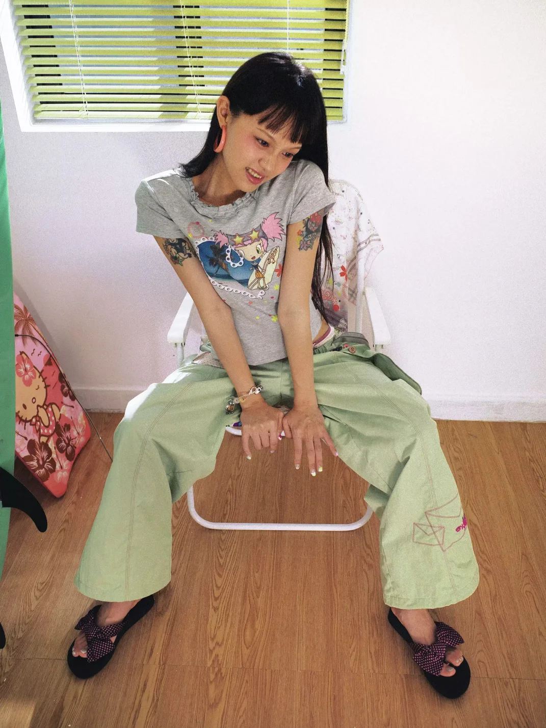 Eyeellike | Double Waist Embroidered Drawstring Wide Leg Pants