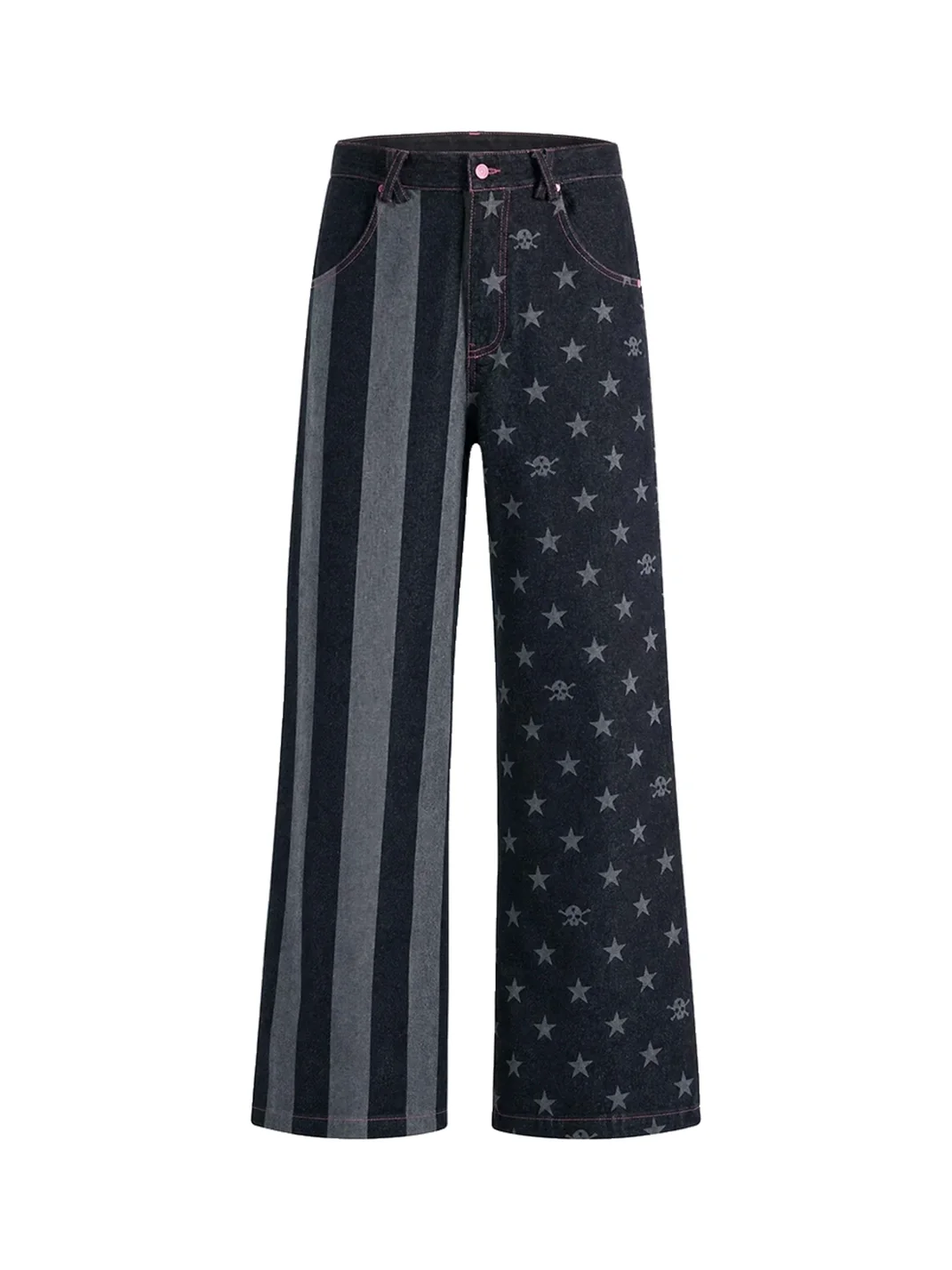 WASTED | Retro Street Star Skull Patchwork Jeans