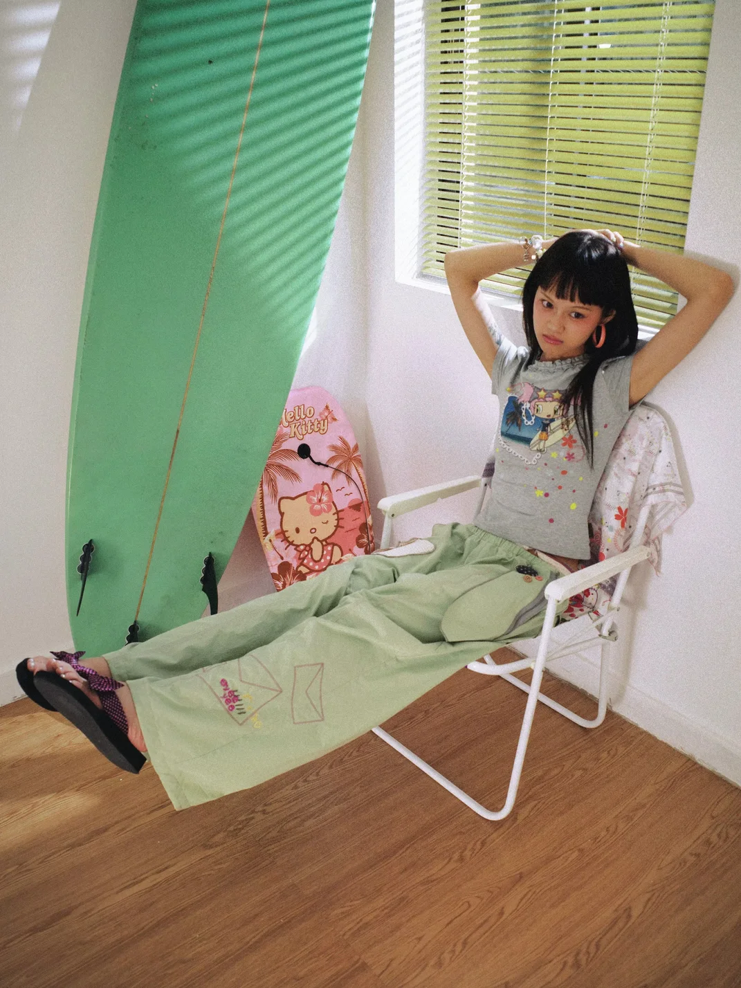 Eyeellike | Double Waist Embroidered Drawstring Wide Leg Pants