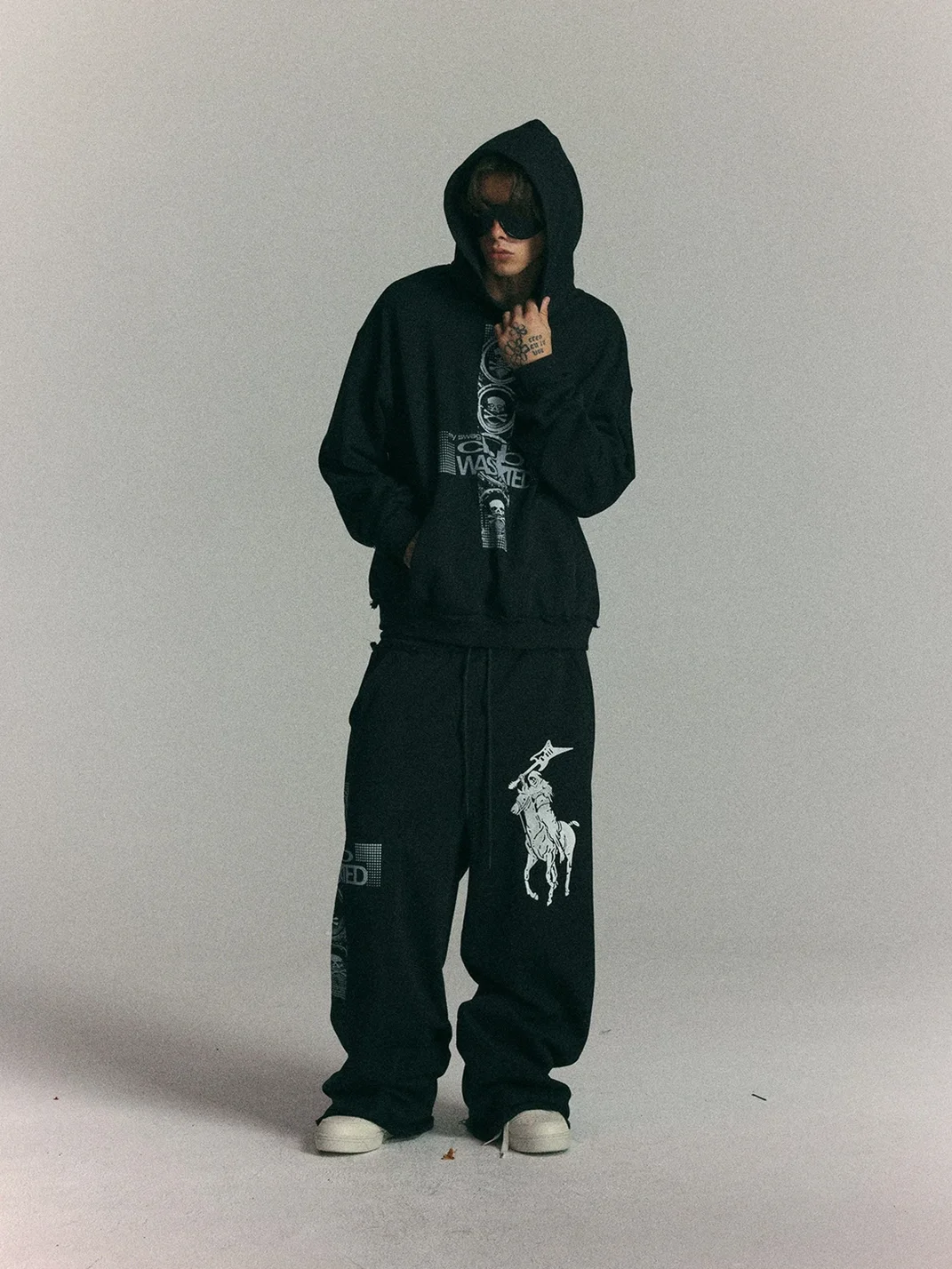 WASTED | Vintage Cross Patch Skull Horse Sweatpants