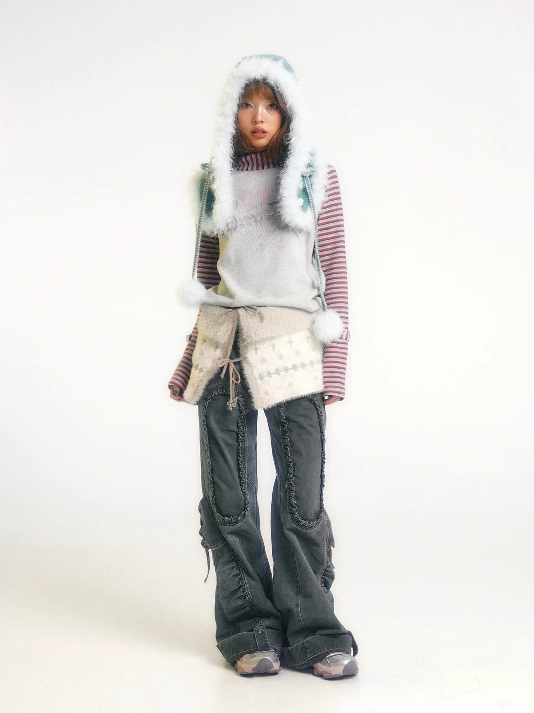 Eyeellike | Washed Twill Pleated Tie Pants