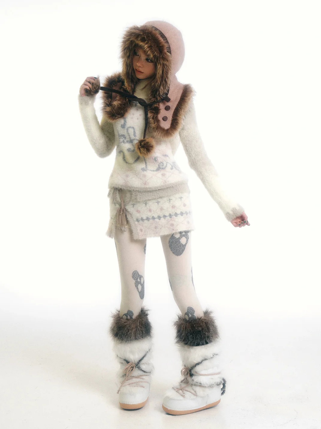 Eyeellike | Printed Faux Mink Wrap Tie Apron Shorts