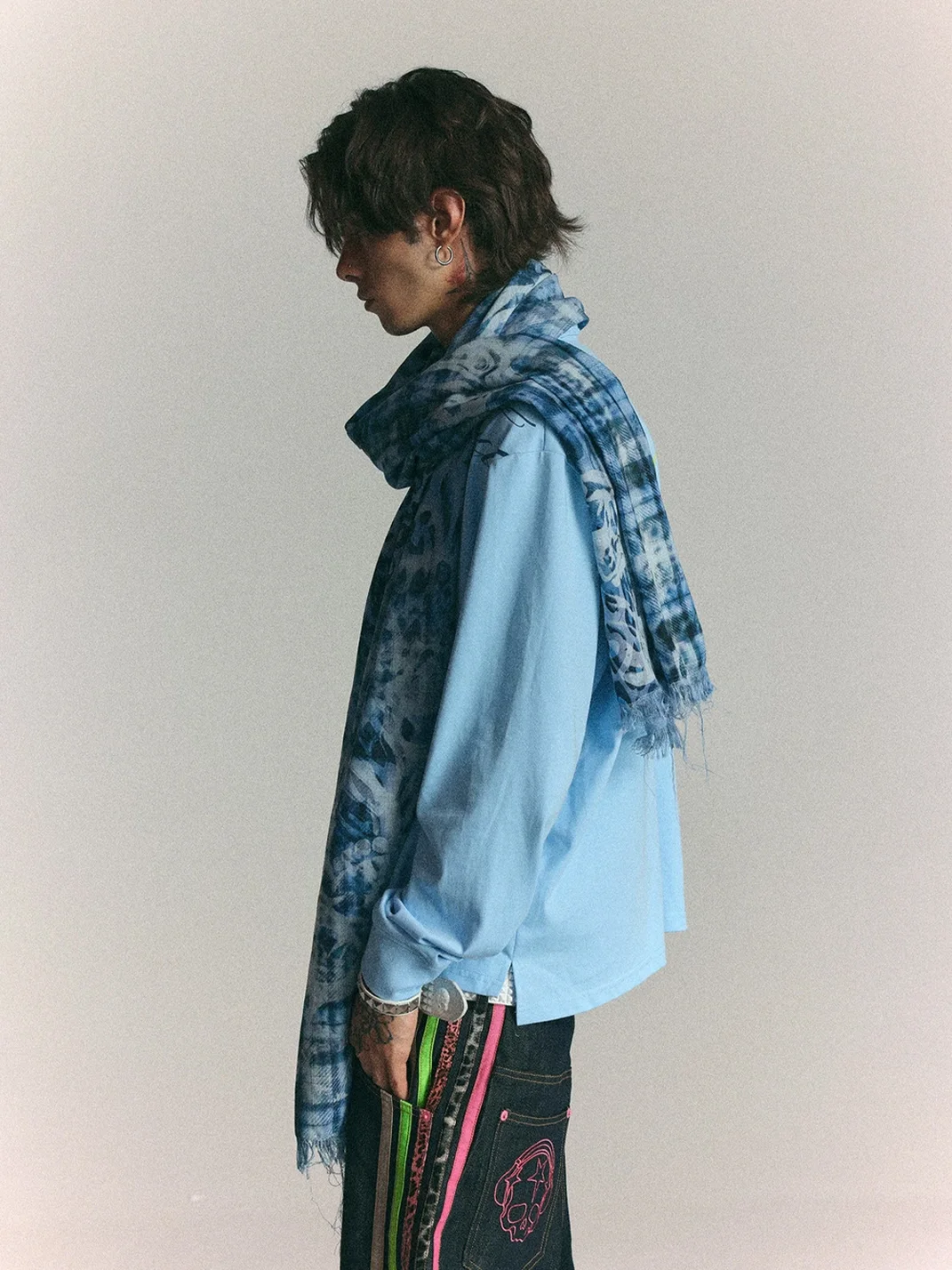 WASTED | Vintage Skull Leopard Plaid Fringe Scarf
