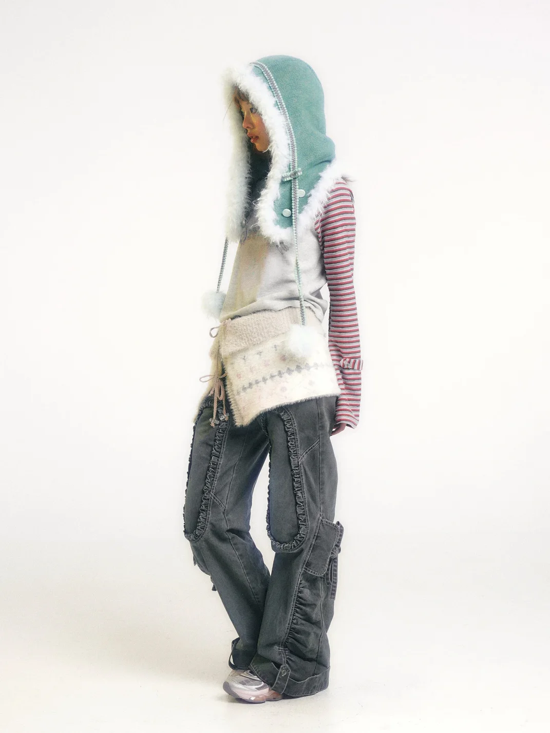 Eyeellike | Washed Twill Pleated Tie Pants