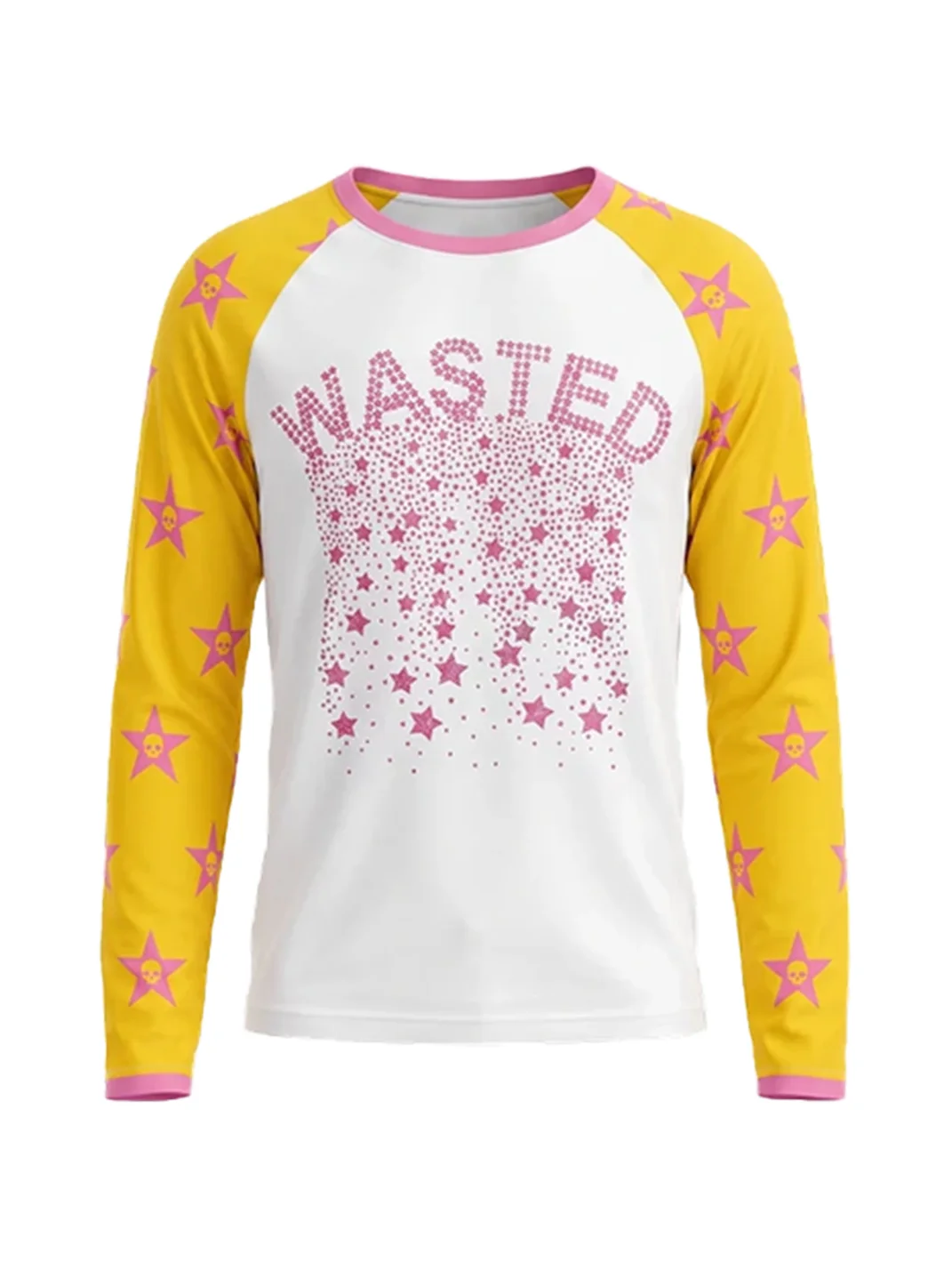 WASTED | Star Skull Contrast Raglan Long Sleeve T-Shirt