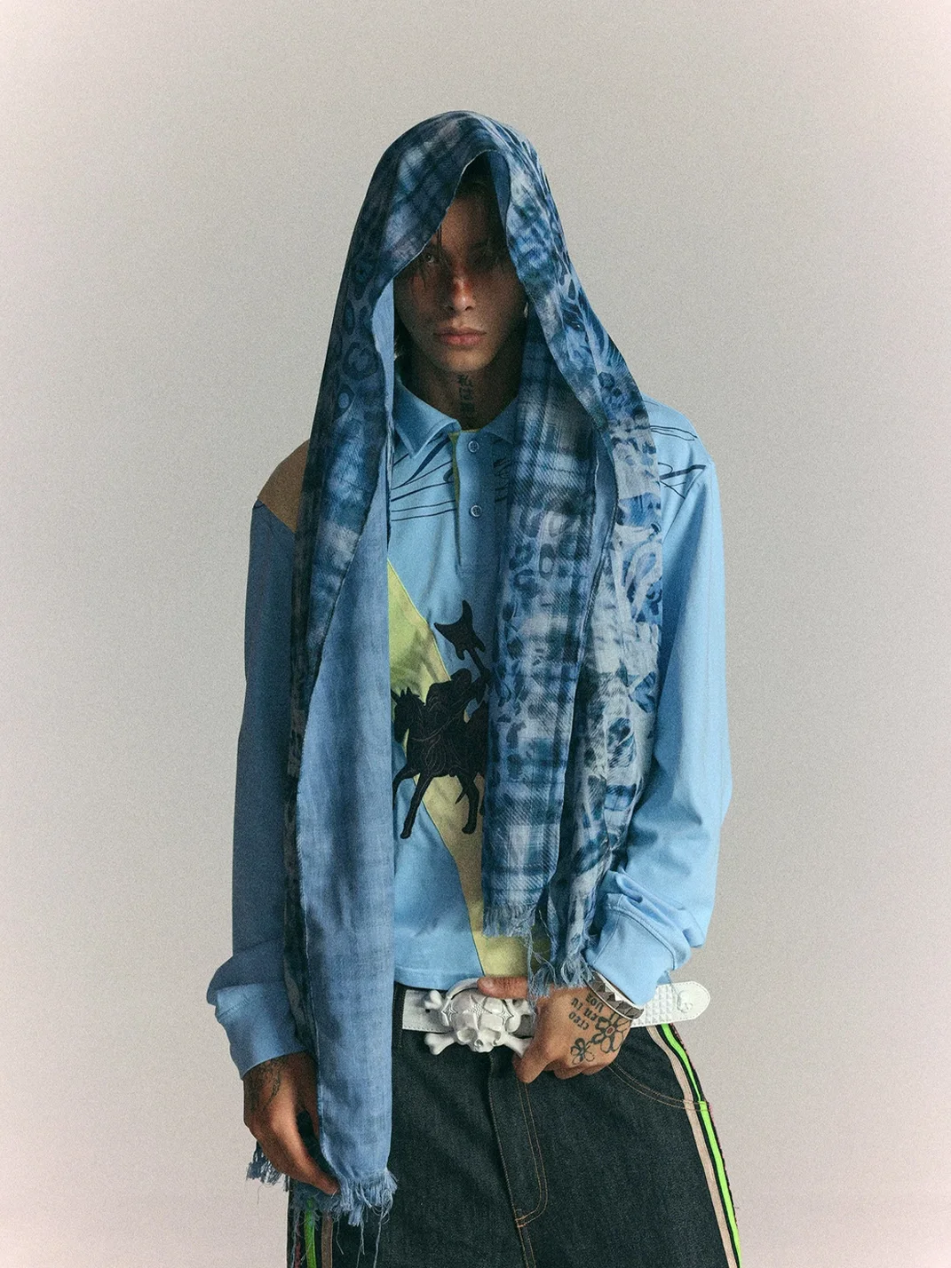 WASTED | Vintage Skull Leopard Plaid Fringe Scarf