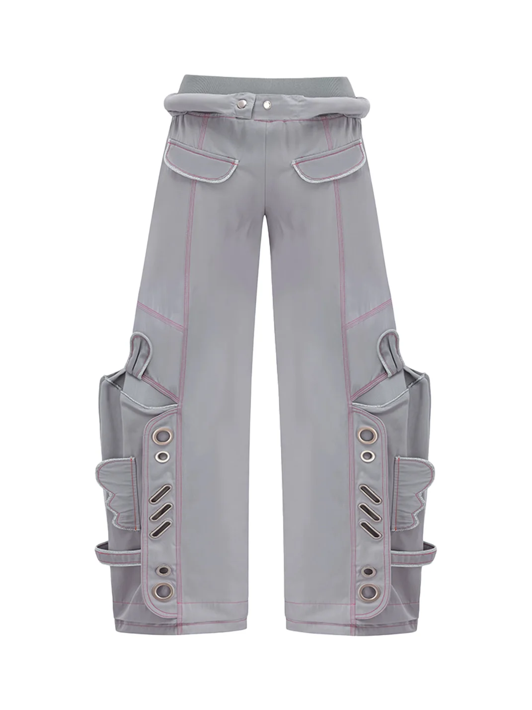Eyeellike | Detachable Ring Eyelet Wide-Leg Cargo Pants