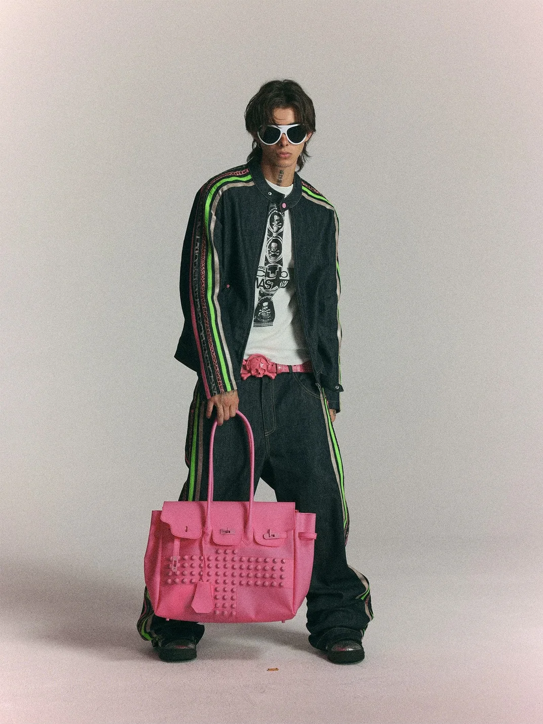 WASTED | Pink Cross Studded Frosted Jelly Handbag