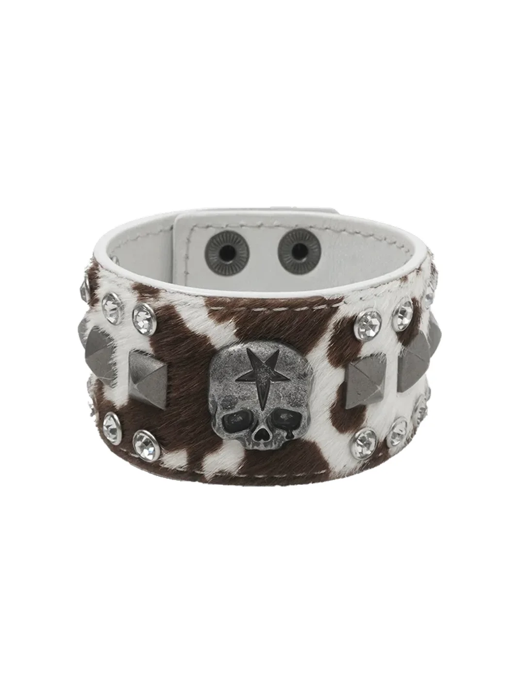 WASTED | Distressed Skull Studded Leather Bracelet