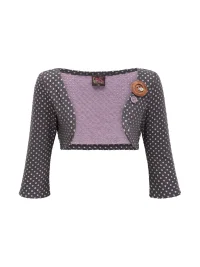 Eyeellike | Polka Dot Button Cropped Mid-Sleeve Jacket