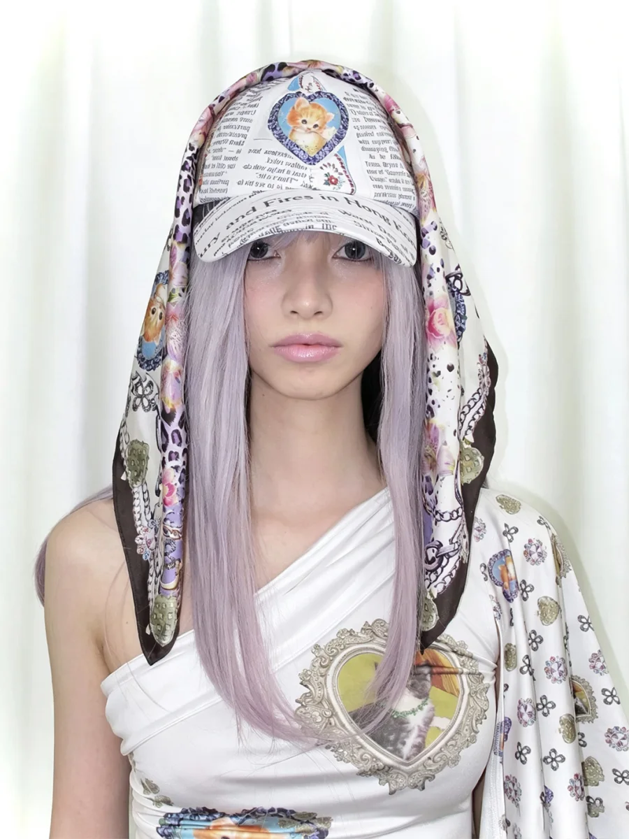LIS CALLA | Cat Print Scarf Baseball Cap - 3