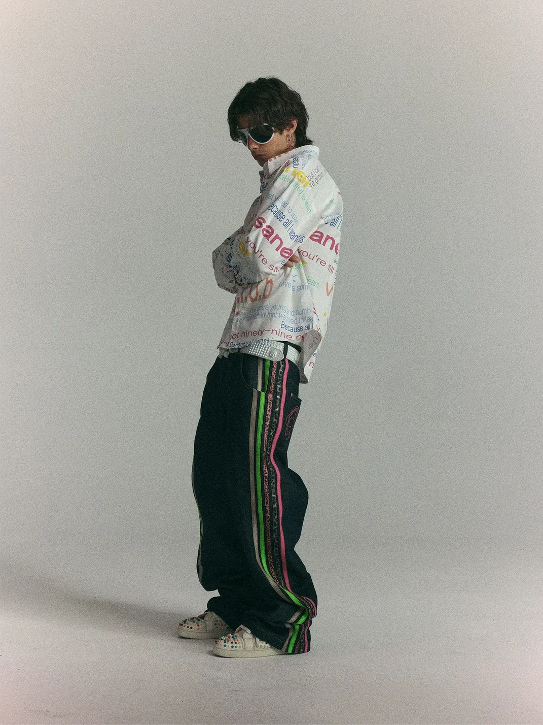 WASTED | Multicolor Text Print Drop Shoulder Shirt