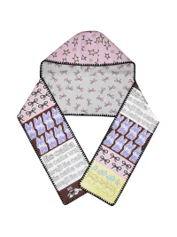LIS CALLA | Reversible Printed Hooded Scarf With Zigzag Trim