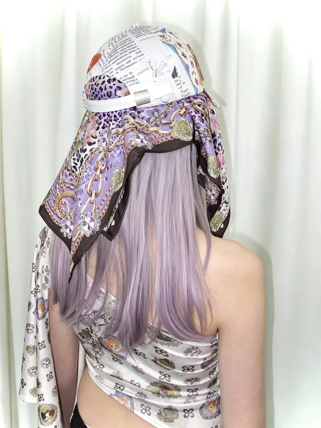 LIS CALLA | Cat Print Scarf Baseball Cap