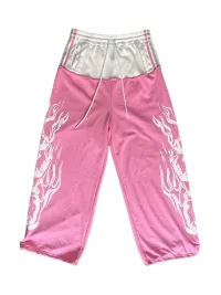 WASTED | Retro Flame Skull Colorblock Sweatpants