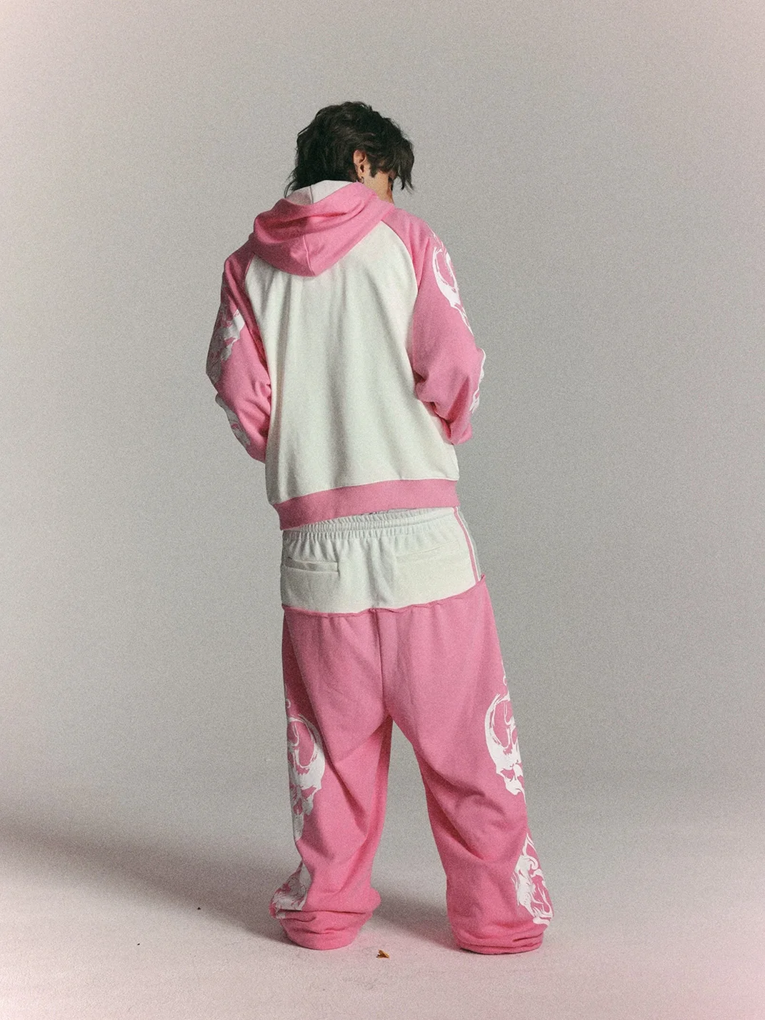 WASTED | Retro Flame Skull Colorblock Sweatpants
