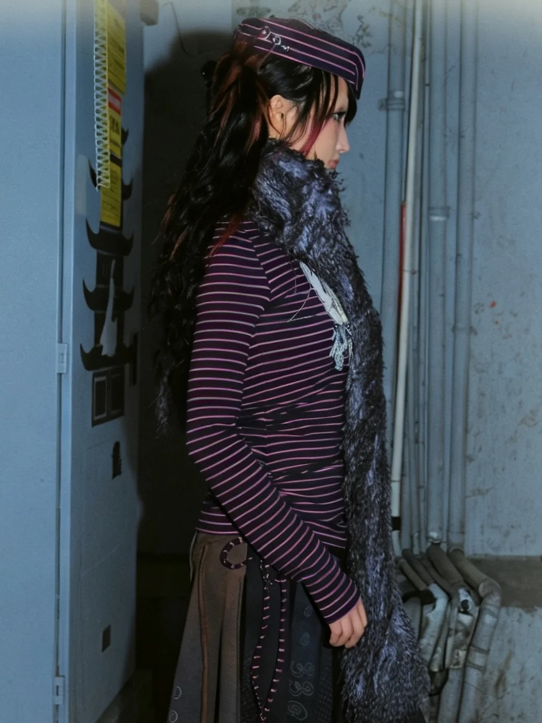 Eyeellike | Striped Button Folded Brim Nurse Hat
