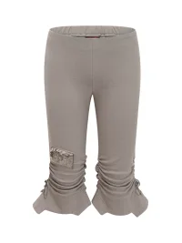 Eyeellike | Slim Twill Cropped Pants With Ruched Drawstring Hems