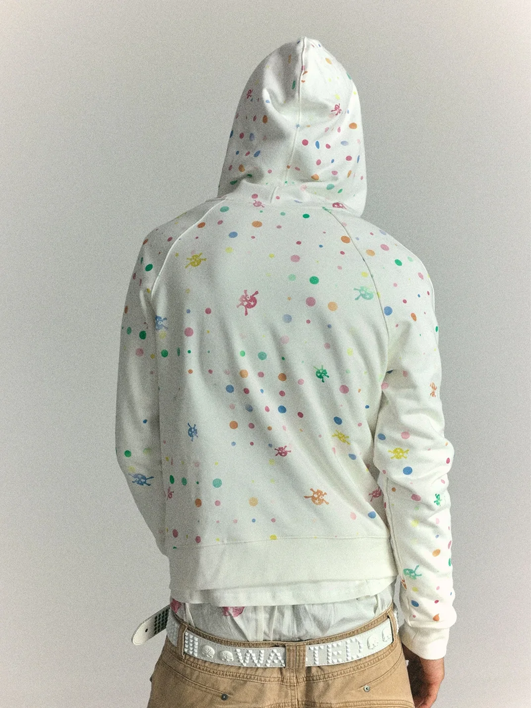 WASTED | Cropped Raglan Polka Dot Skull Zip Hoodie