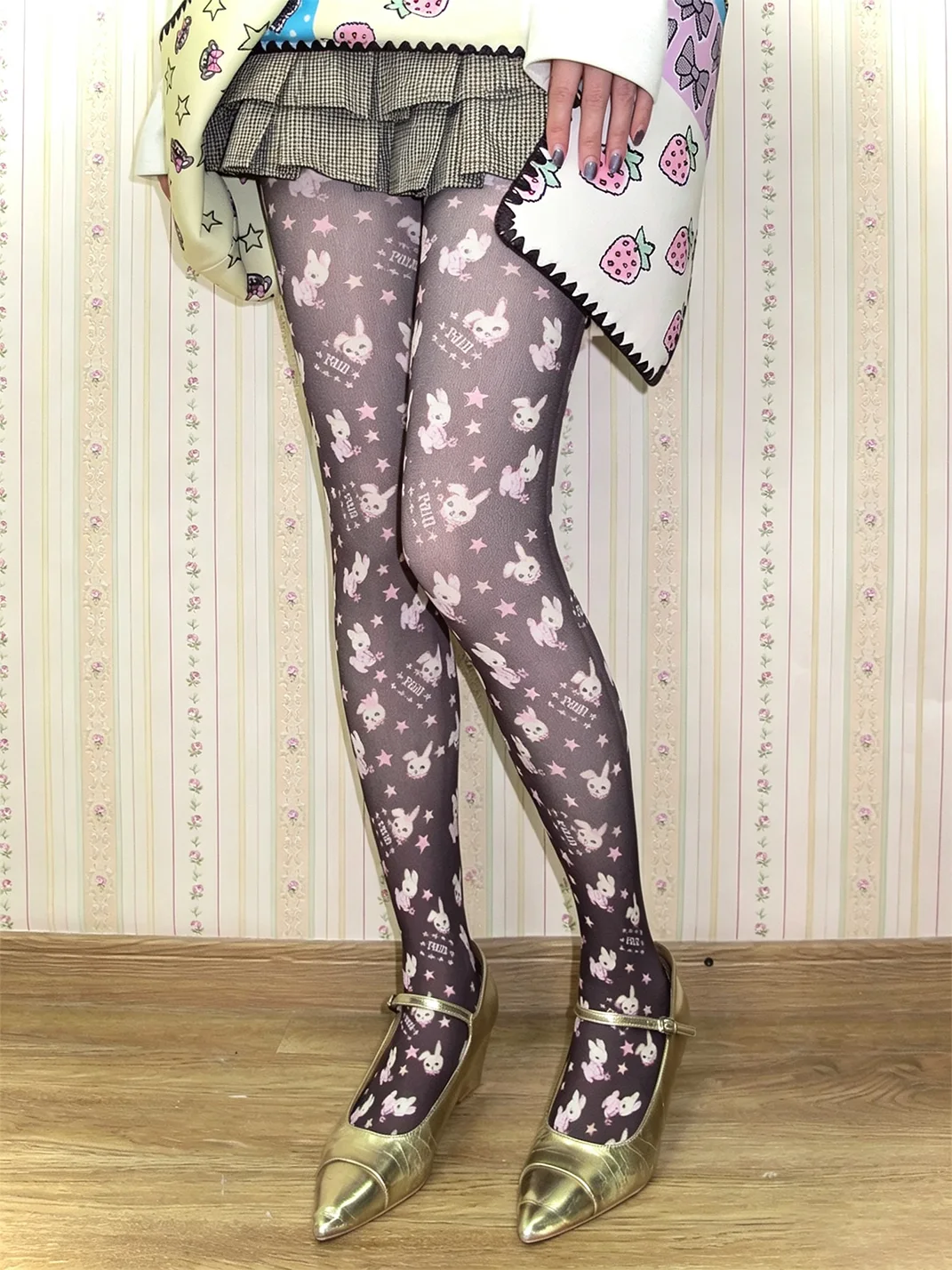 LIS CALLA | Hand-Drawn Rabbit Print Tights
