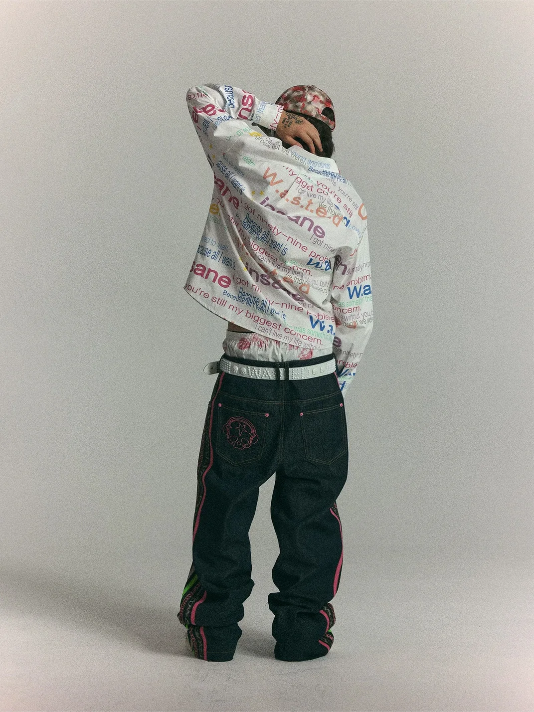 WASTED | Multicolor Text Print Drop Shoulder Shirt