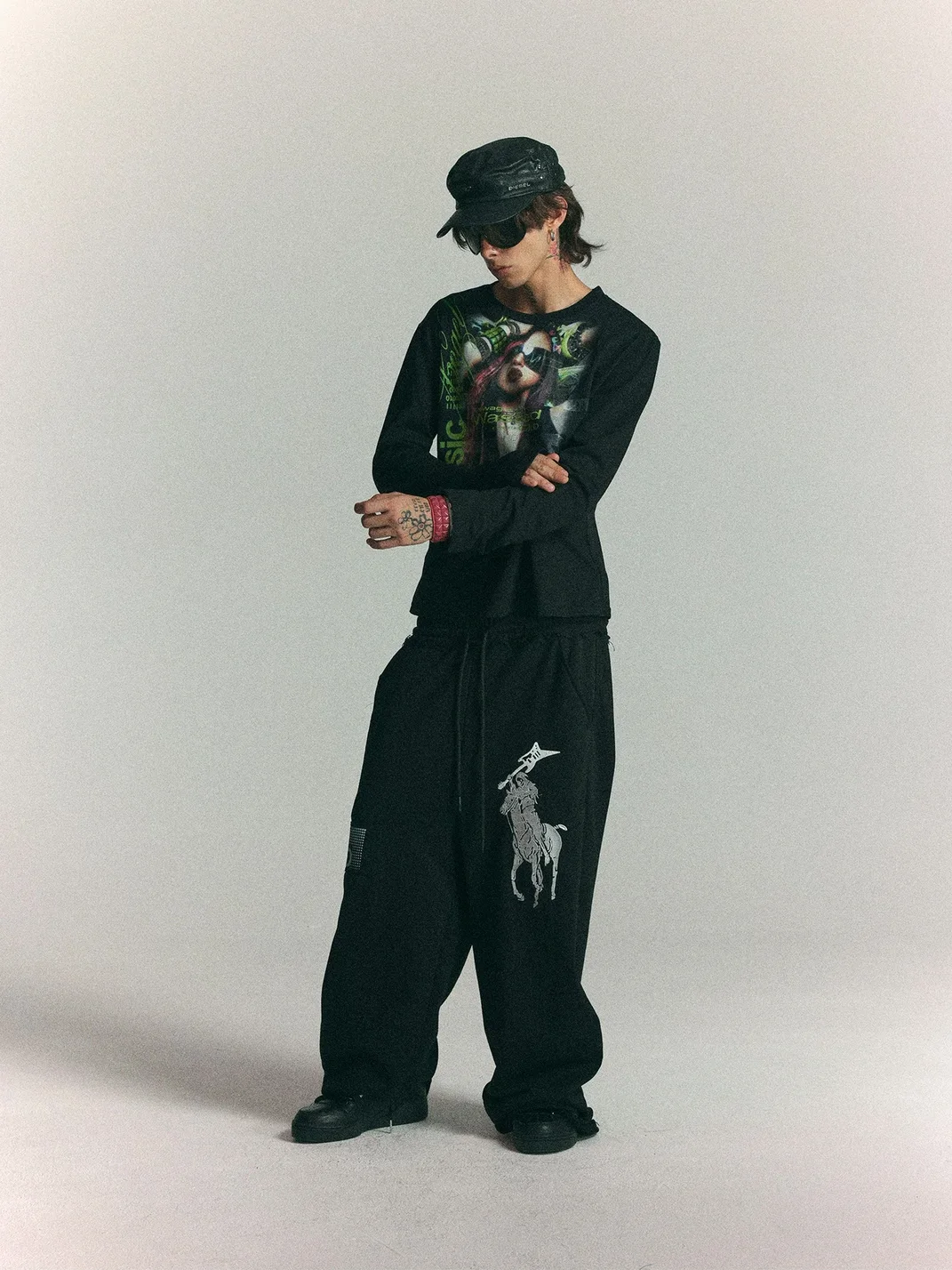 WASTED | Slim Fit Graphic Collage Long Sleeve T-Shirt