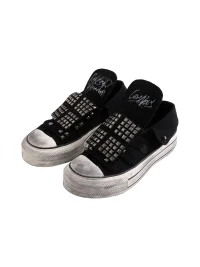 Cest Nous | Punk Studded Graffiti Strap Canvas Sneakers