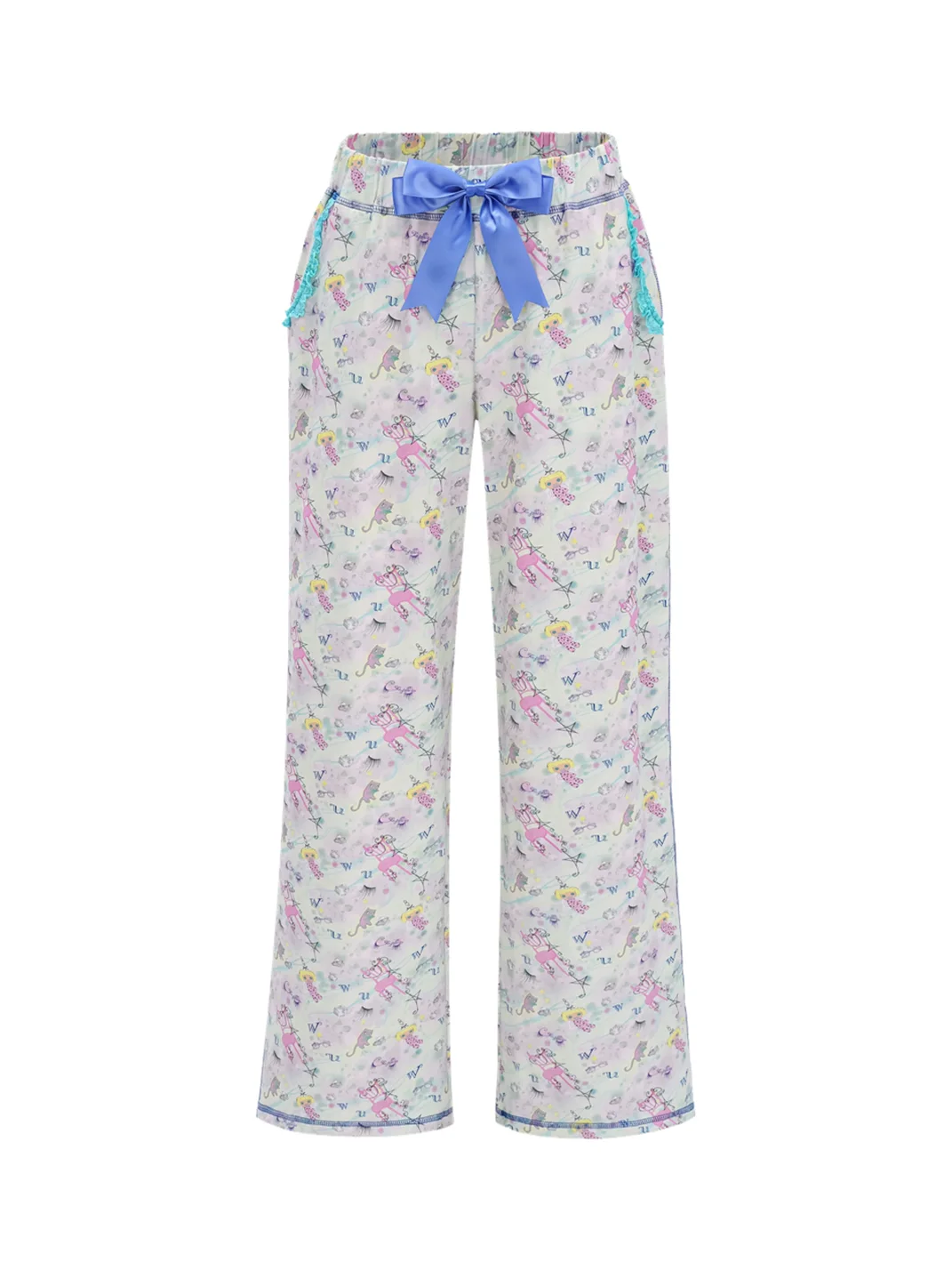 Eyeellike | Cartoon Print Bow Pajama Set