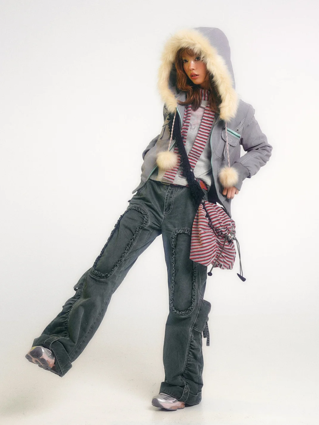 Eyeellike | Washed Twill Pleated Tie Pants