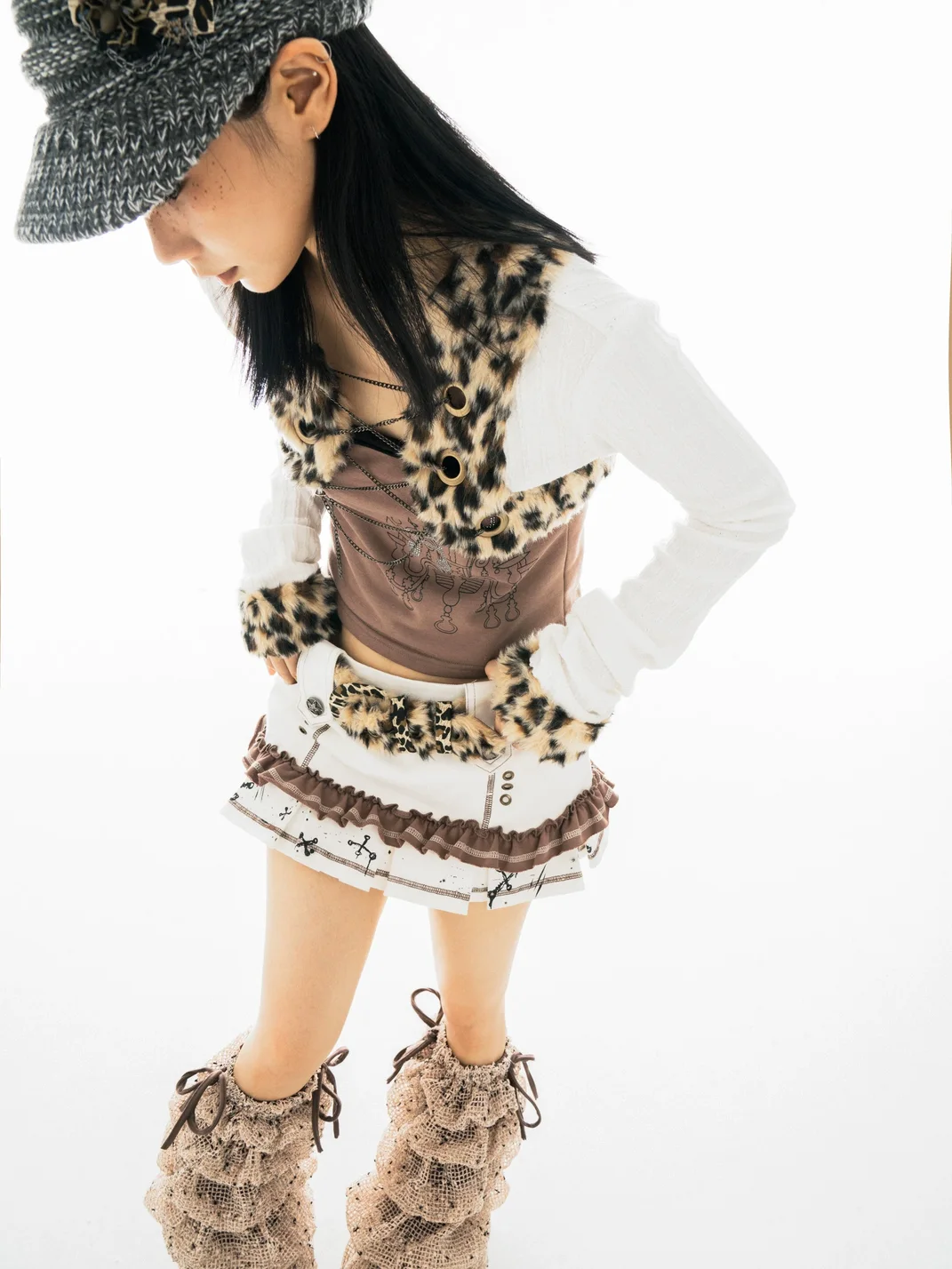 Eyeellike | Leopard Faux Fur Eyelet Belt