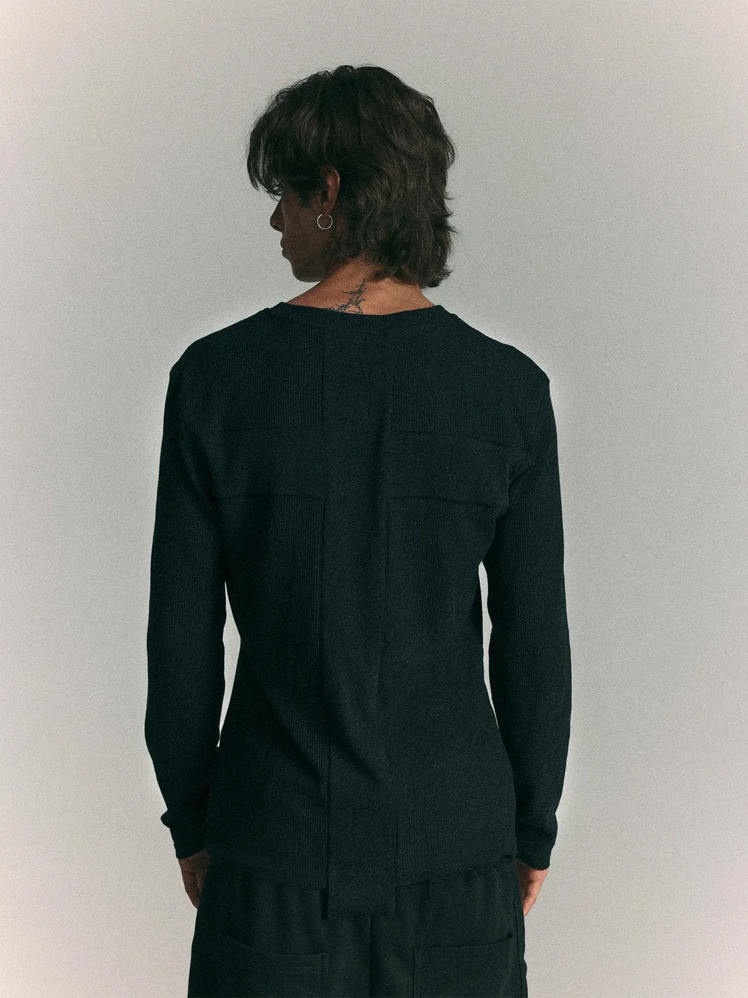 WASTED | Cross Skull Asymmetric Neck Slim Long Sleeve T-Shirt
