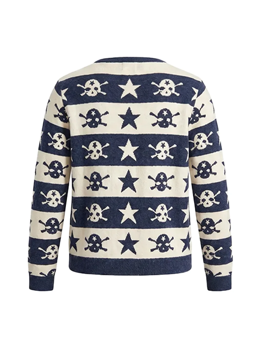 WASTED | Skull Star Striped Drop-Shoulder Cropped Cardigan