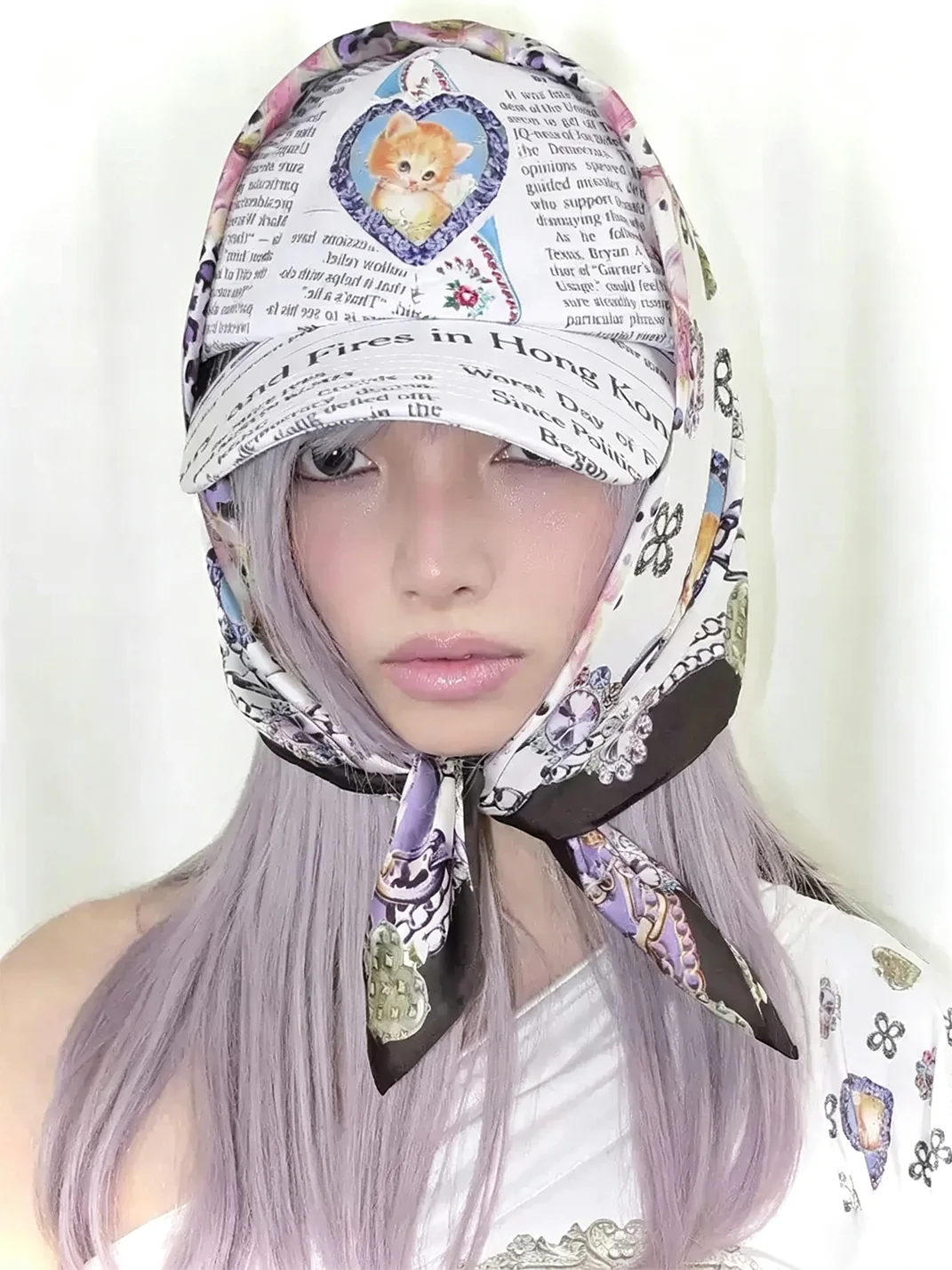 LIS CALLA | Cat Print Scarf Baseball Cap