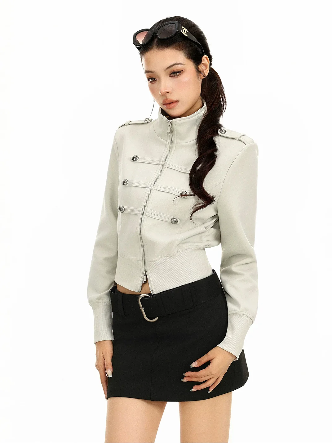 BIGGOLD | Vintage Cropped Stand Collar Military Jacket