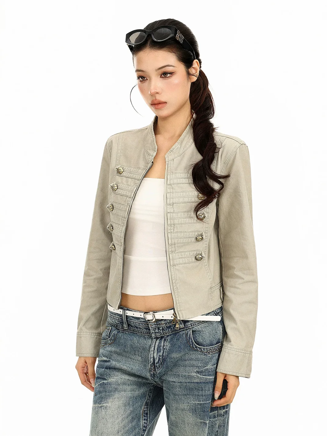 BIGGOLD | Napoleon Double-Breasted Cropped Stand-Collar Jacket